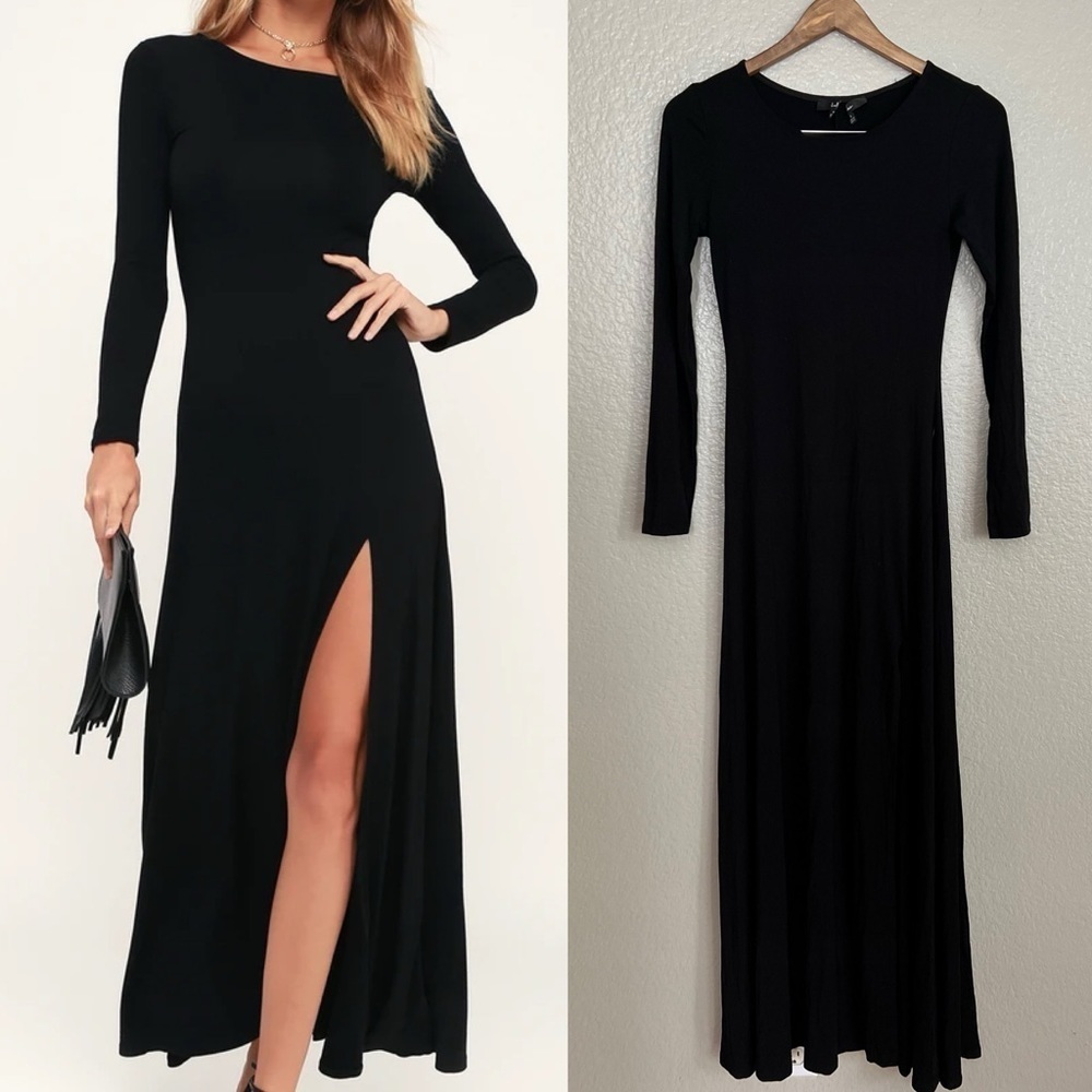 NWOT Swept Away Black Long Sleeve Maxi Dress